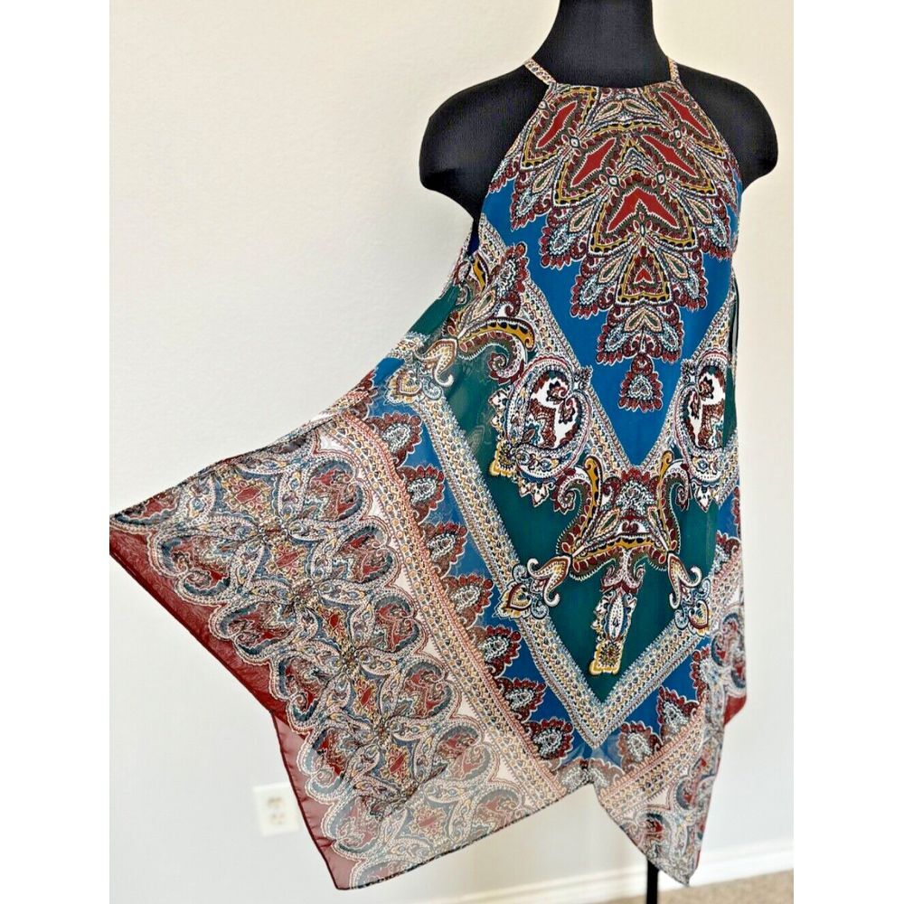 INC Halter Paisley Handkerchief Hem Dress Lined International Concepts Summer 6 - Picture 6 of 13